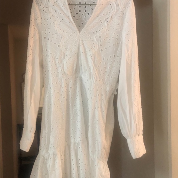 BCBG White Eyelet Flounce Dress - Picture 3 of 12